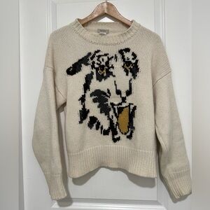 Bartolini Wool Cashmere Blend Cream Sweater with Graphic Design Size Large